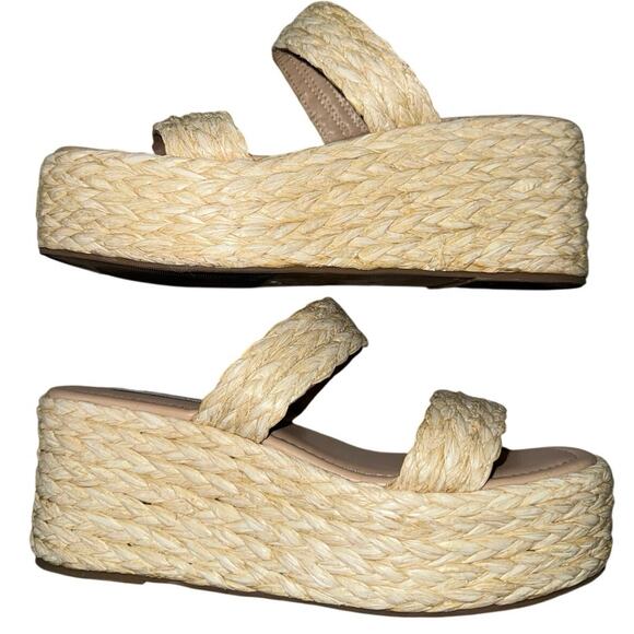 Women’s 9.5 Color Raffia Steve Madden Manifest Esapdrille Platform Sandals Shoes - Picture 7 of 8
